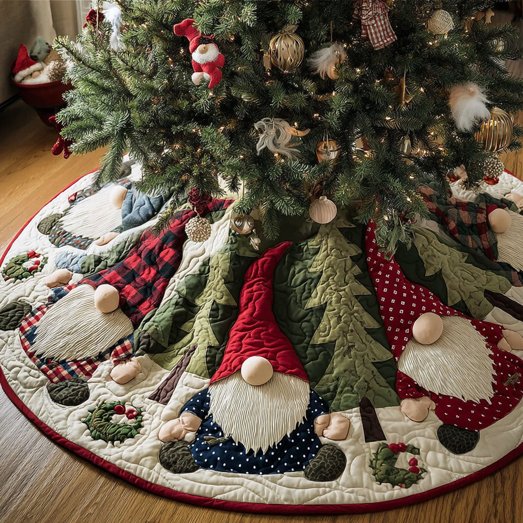 Merry Gnome Lane Christmas Quilted Tree Skirt NCU0PT10631