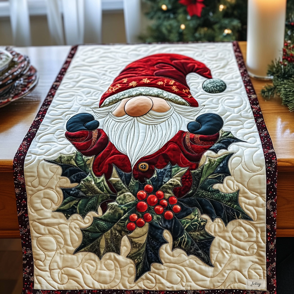 Merry Gnome Lane Quilted Table Runner NCU0VH452
