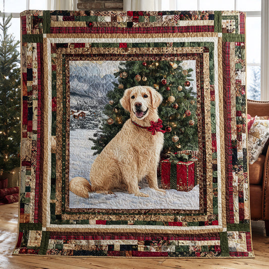 Merry Golden Retriever Quilted Blanket NCU0HH214