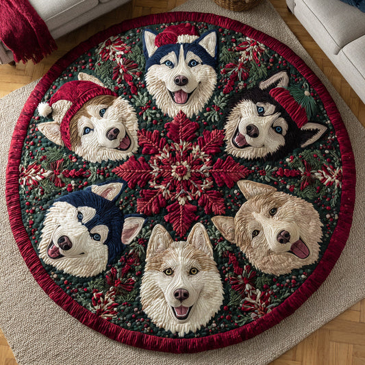 Merry Husky Quilted Round Mat NCU0HH688