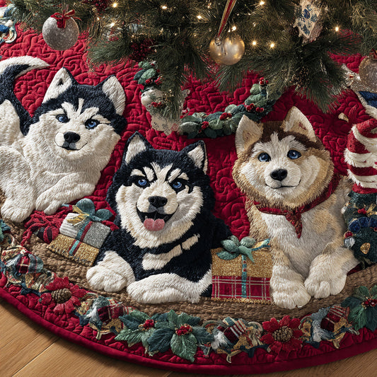 Merry Husky Trail Quilted Christmas Tree Skirt NCU0DV8065
