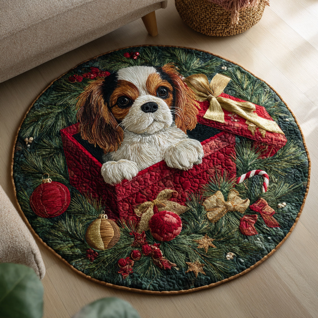 Merry King Charles Quilted Round Mat NCU0HH454