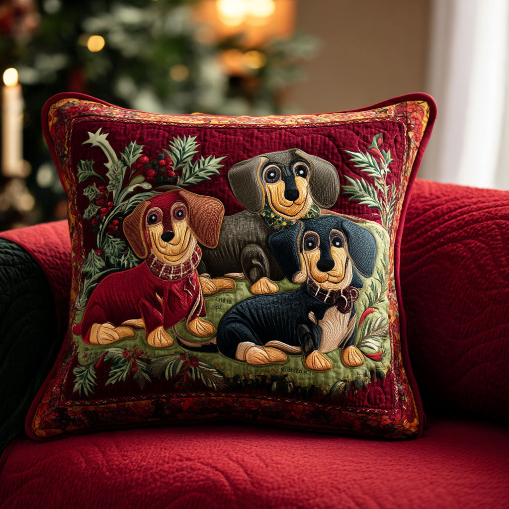 Merry Little Dachshund Quilted Pillow Case NCU0PT10002