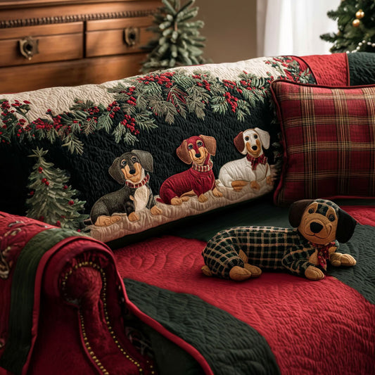 Merry Little Dachshund Quilted Sofa Cover NCU0PT10002