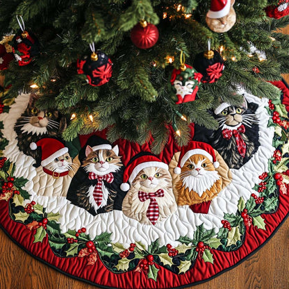 Merry Meows Christmas Quilted Tree Skirt NCU0NT1754