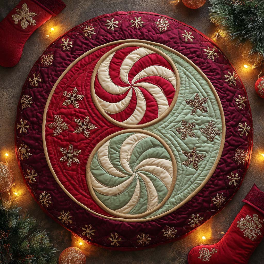 Merry Mint Circle Quilted Round Mat NCU0XD528