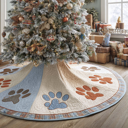 Merry Pawprints Christmas Quilted Tree Skirt NCU0DV8649
