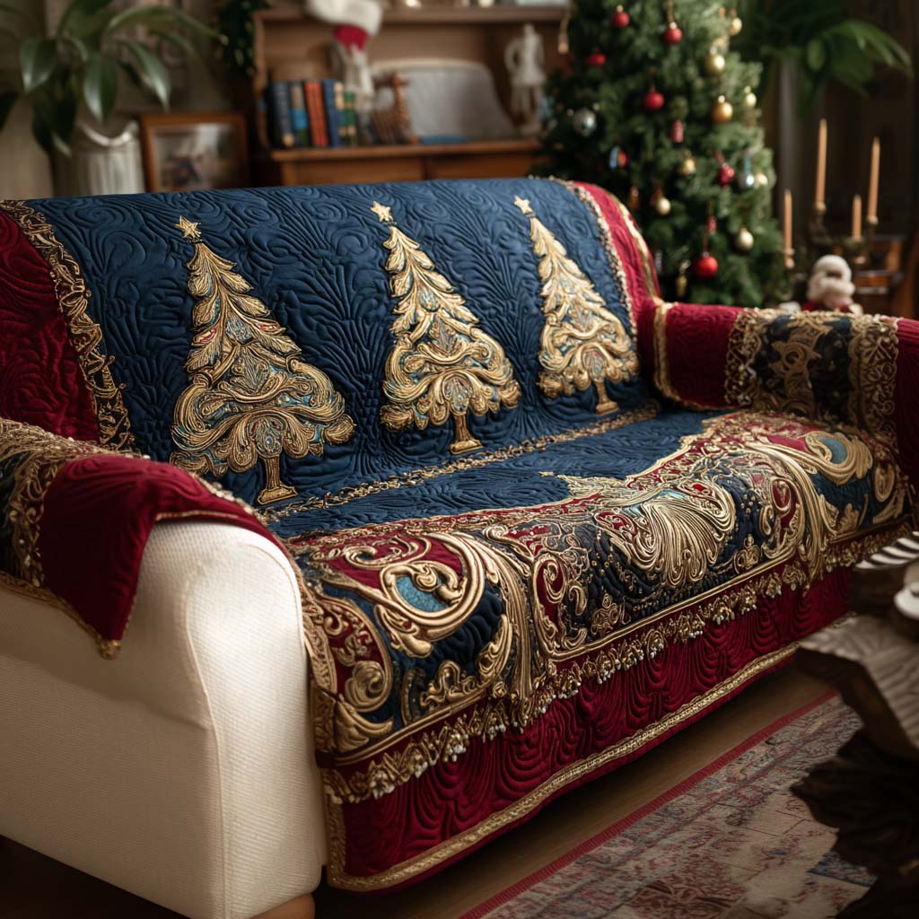 Merry Pine Scene Quilted Sofa Cover NCU0NT11298