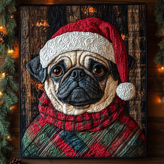Merry Pug Night Quilted Blanket NCU0XD638