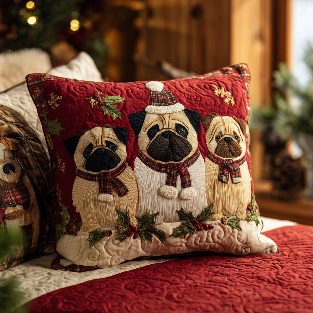 Merry Pugmas Quilted Pillow Case NCU0DV8048