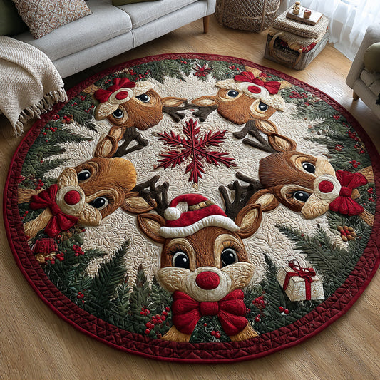 Merry Reindeer Quilted Round Mat NCU0HH673