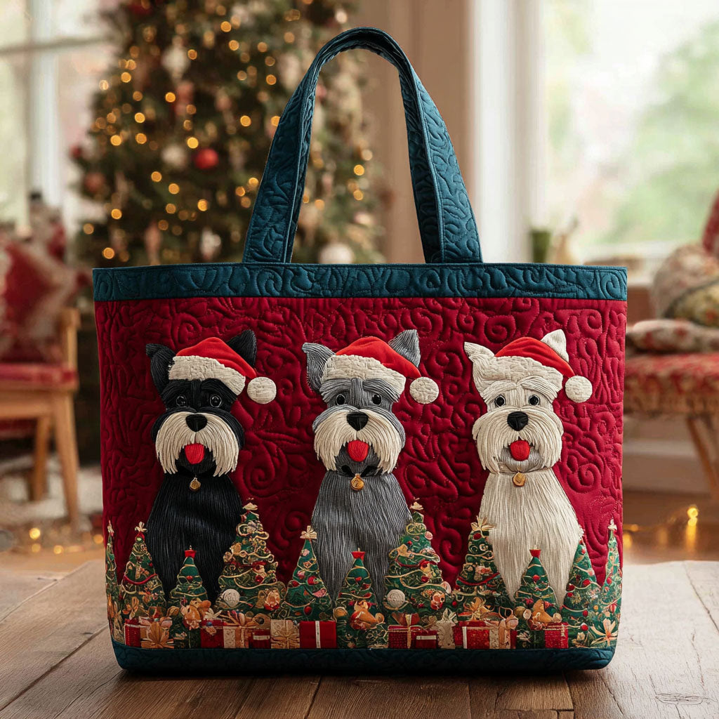 Merry Schnauzer Forest Quilted Tote Bag NCU0TV1330