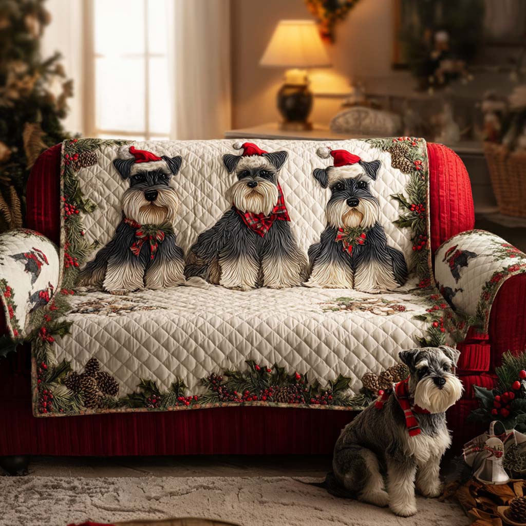 Merry Schnauzer Quilted Sofa Cover NCU0NT11470