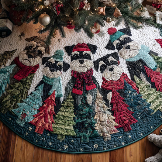 Merry Schnauzers Quilted Christmas Tree Skirt NCU0DV7626