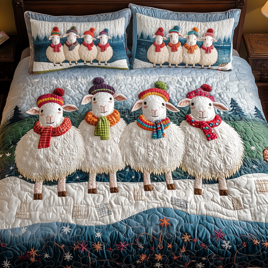 Merry Sheep 3-Piece Quilted Bedding Set NCU0VH1128