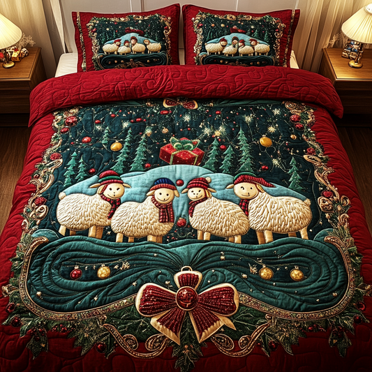 Merry Sheepmas 3-Piece Quilted Bedding Set NCU0VH1133