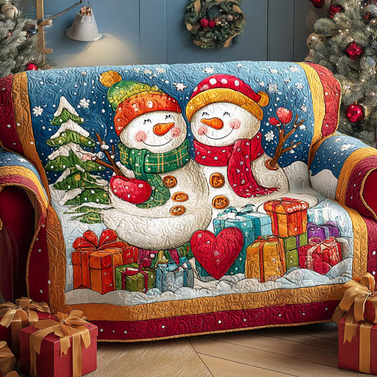 Merry Snow Couple Quilted Sofa Cover NCU0XD1254