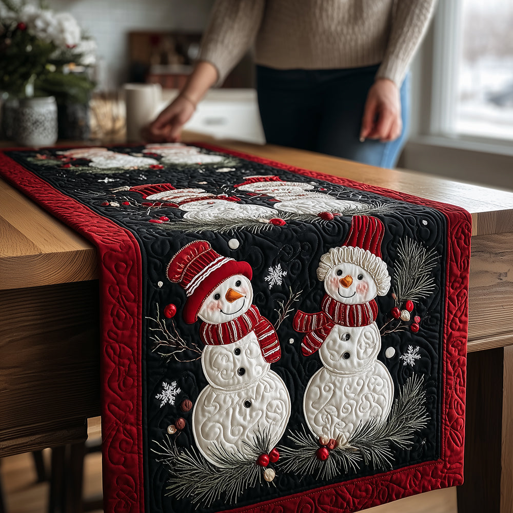 Merry Snow Friends Quilted Table Runner NCU0TH3855