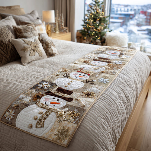 Merry Snowland Scene Quilted Bed Runner NCU0DV8592