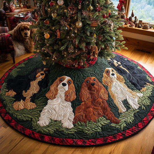 Merry Spaniel Night Christmas Quilted Tree Skirt NCU0DV8196