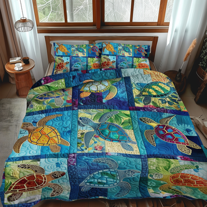 Mesmerizing Turtles 3-Piece Quilted Bedding Set NCU0VL259