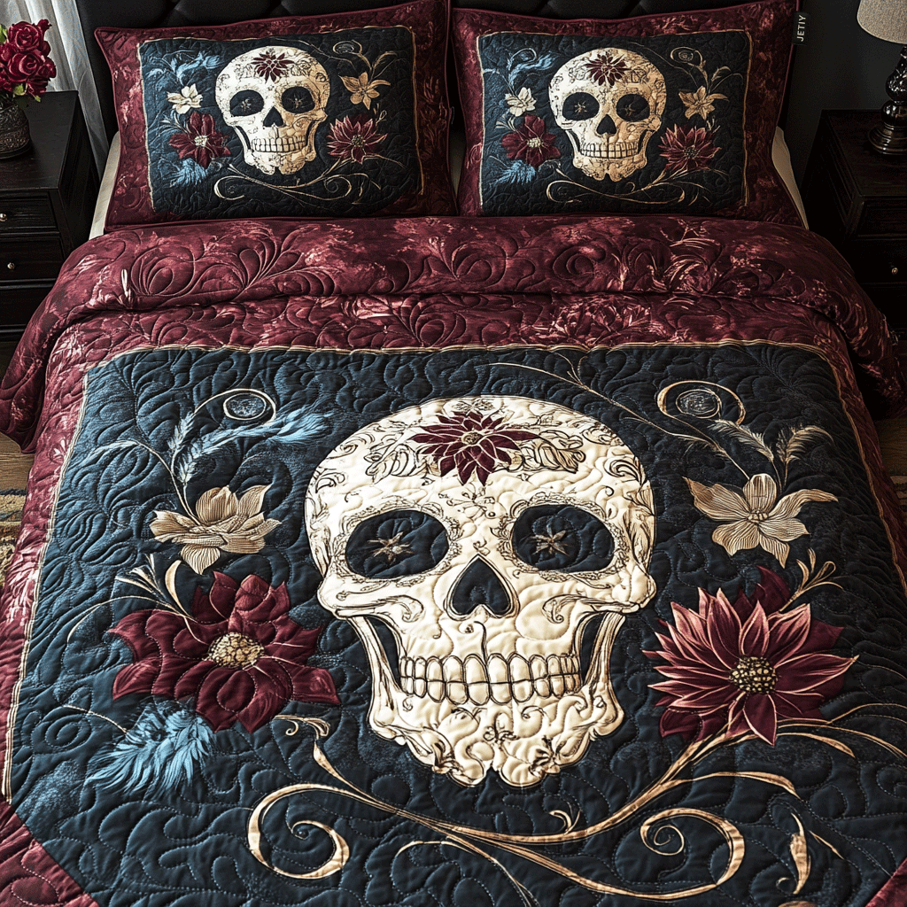 Skull of Flora Quilted Blanket NCU0PT2021