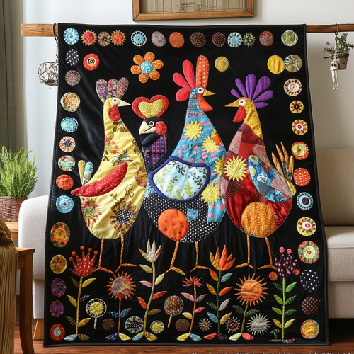 Midnight Garden Chicken Quilted Blanket NCU0TL241