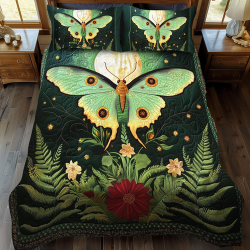 Midnight Moth 3-Piece Quilted Bedding Set NCU0PT8041