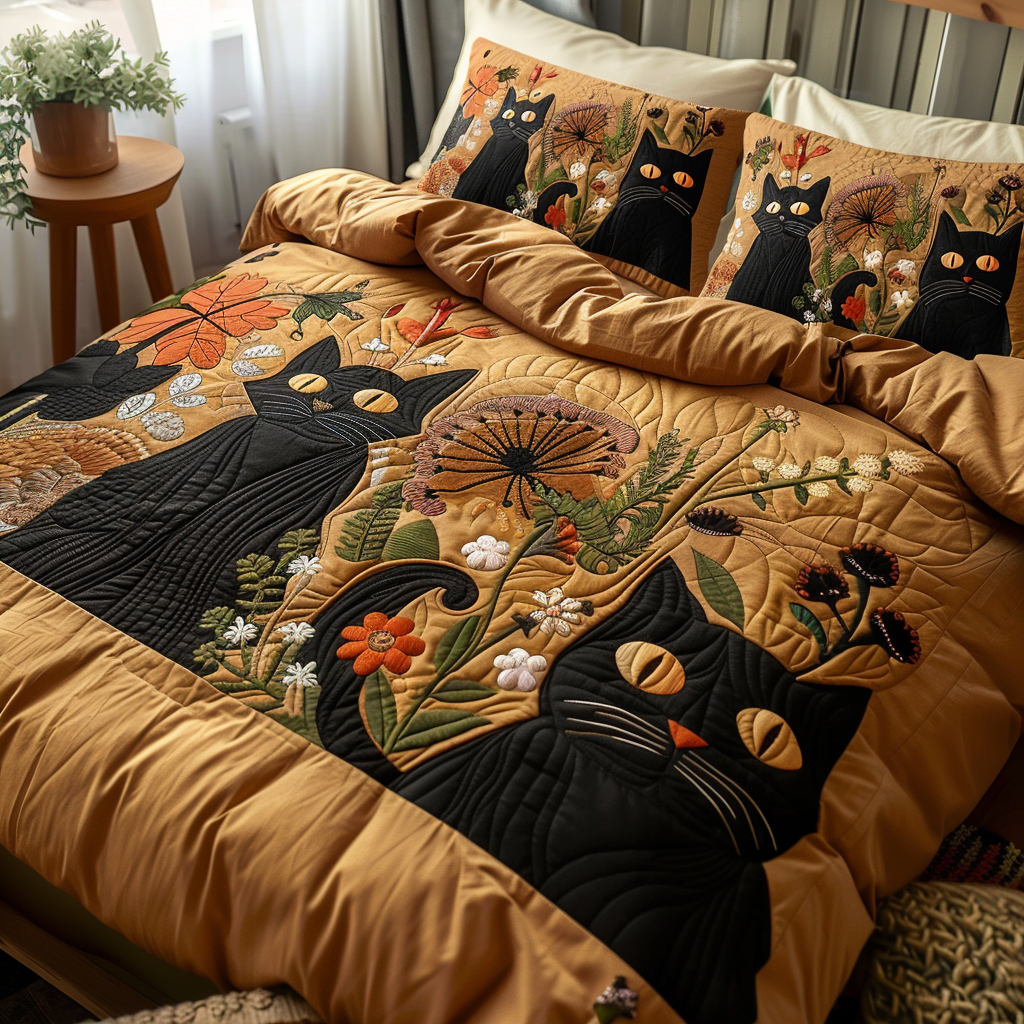 Midnight Petals Quilted Bedding Set NCU0DV4902
