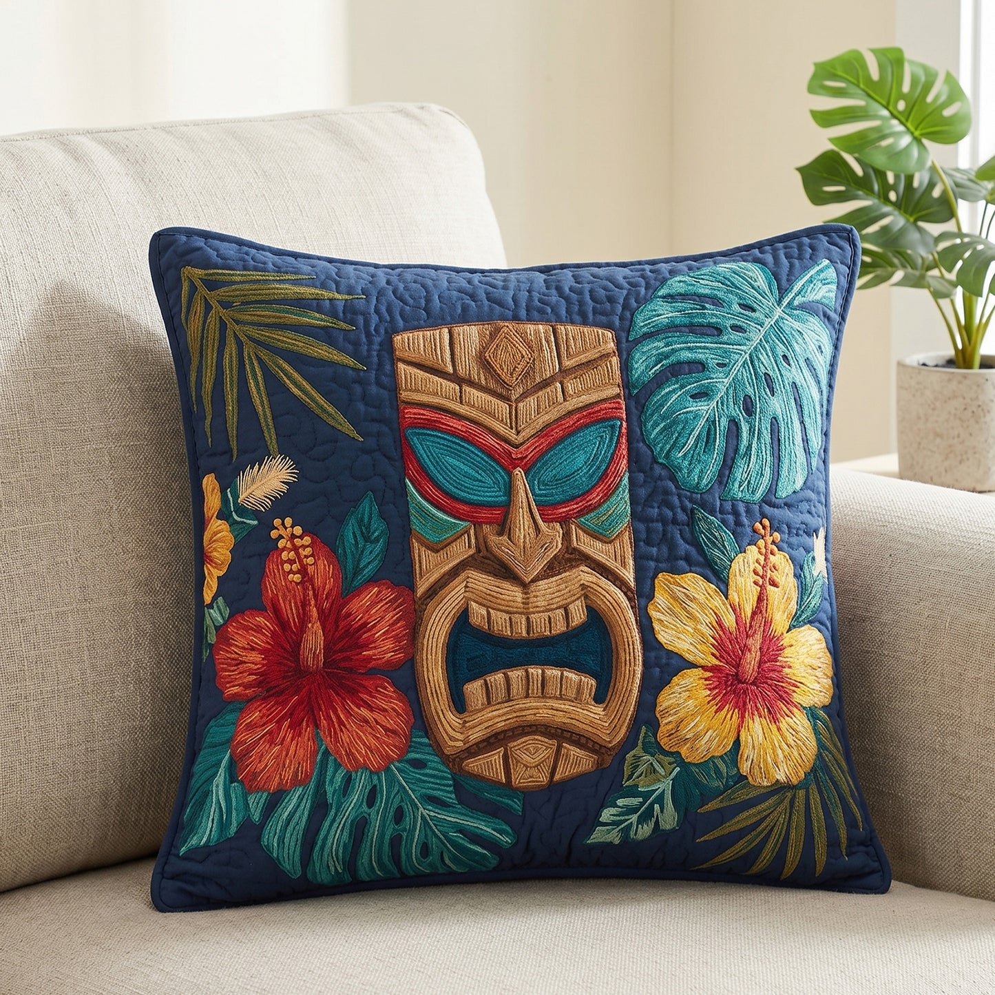 Midnight Tiki Quilted Pillow Case NCU0NT12715