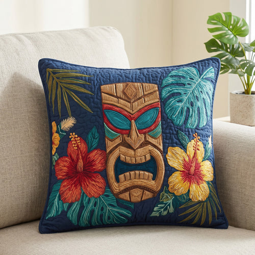 Midnight Tiki Quilted Pillow Case NCU0NT12715
