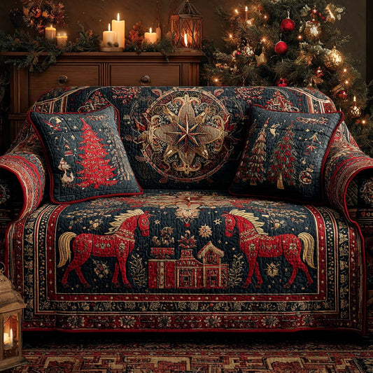 Midnight Barnyard Noel Quilted Sofa Cover NCU0XD2152