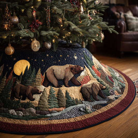 Midnight Bear Waltz Christmas Quilted Tree Skirt NCU0TH3863