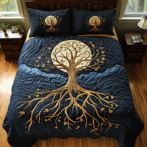 Midnight Bloom 3-Piece Quilted Bedding Set NCU0DV6013