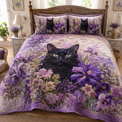 Midnight Bloom 3-Piece Quilted Bedding Set NCU0TV2121