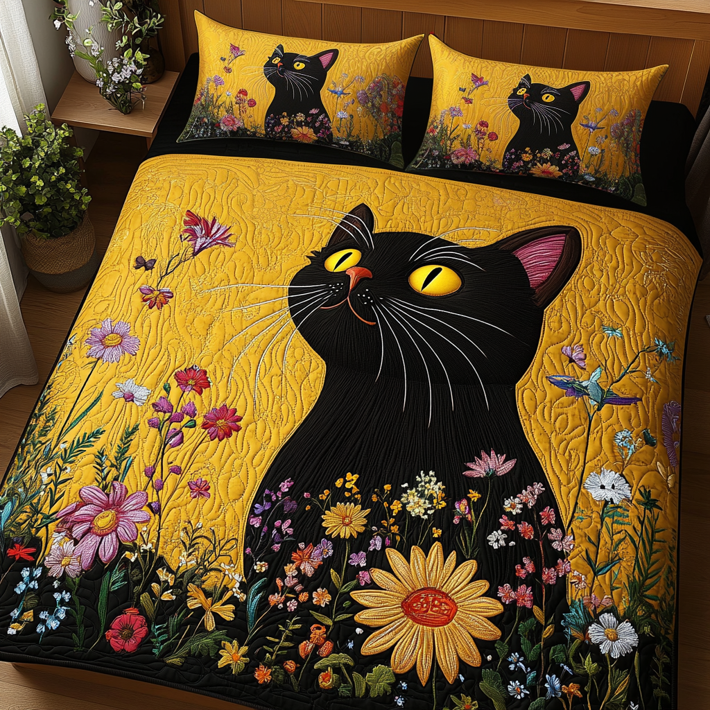 Midnight Bloom 3-Piece Quilted Bedding Set NCU0VL2210