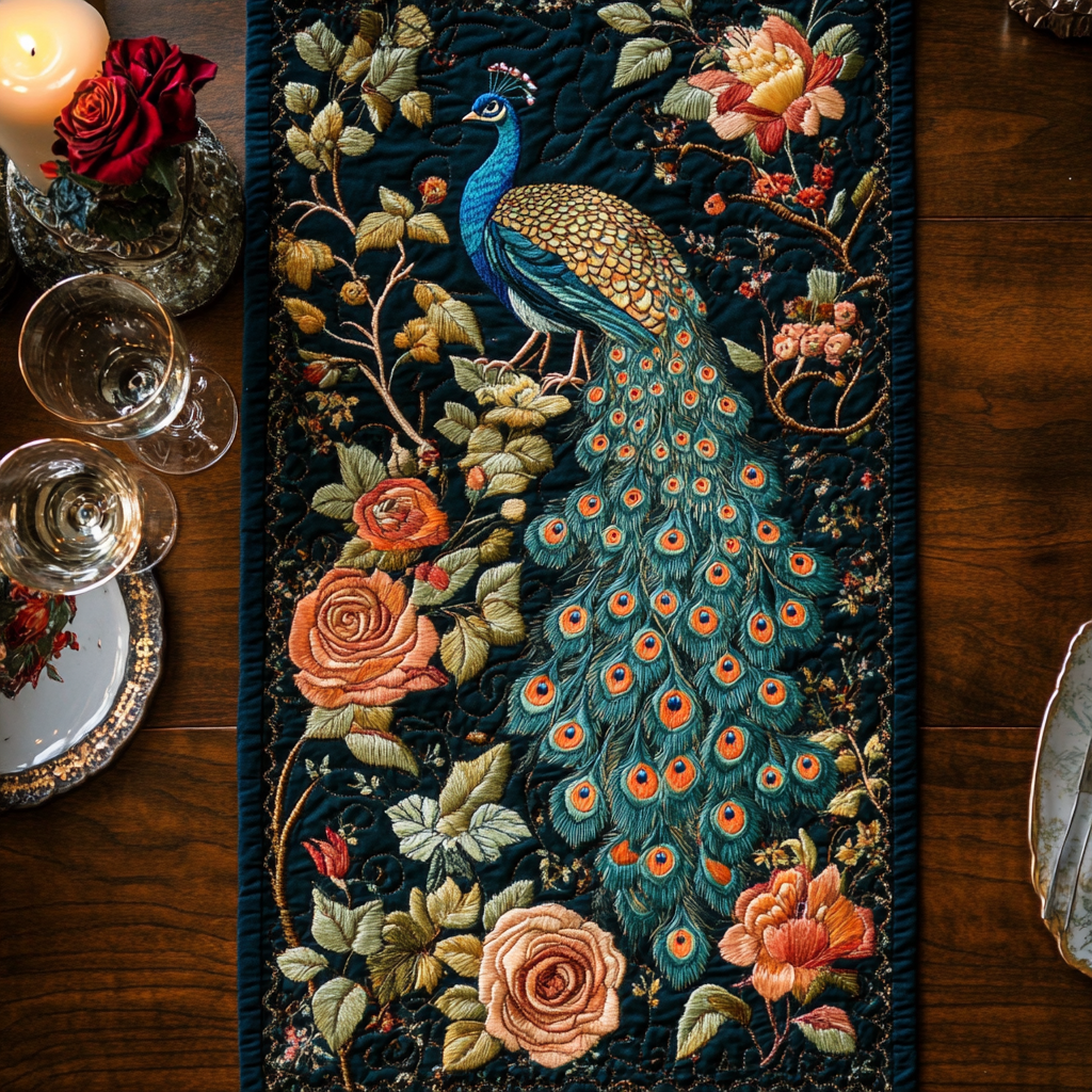 Midnight Bloom Quilted Table Runner NCU0VH4841