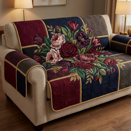 Midnight Blooms Quilted Sofa Cover NCU0XD2446