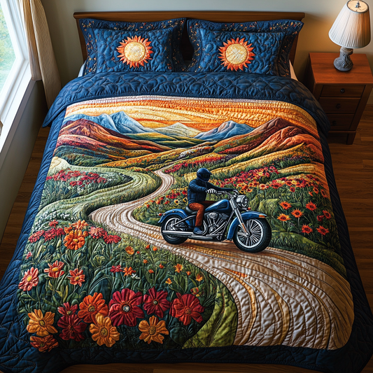 Midnight Blue Rider 3-Piece Quilted Bedding Set NCU0DV4351