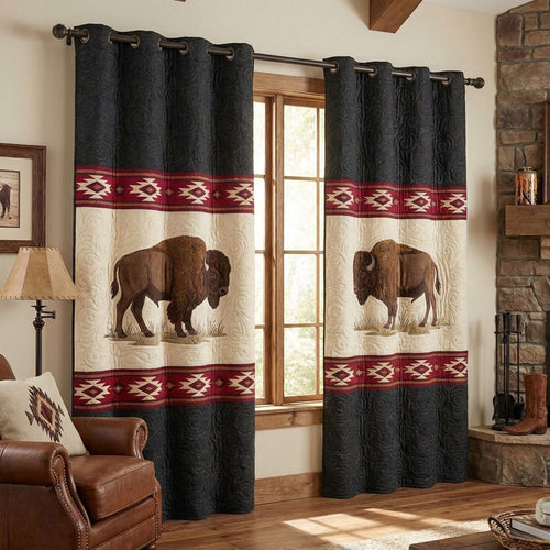 Midnight Buffalo Quilted Curtains NCU0TV1627