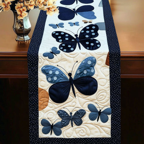 Midnight Butterfly Quilted Table Runner NCU0NT4136