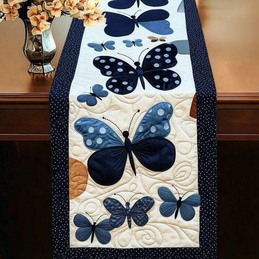 Midnight Butterfly Quilted Table Runner NCU0NT4136