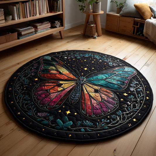Midnight Butterfly Whirl Quilted Round Mat NCU0HH103