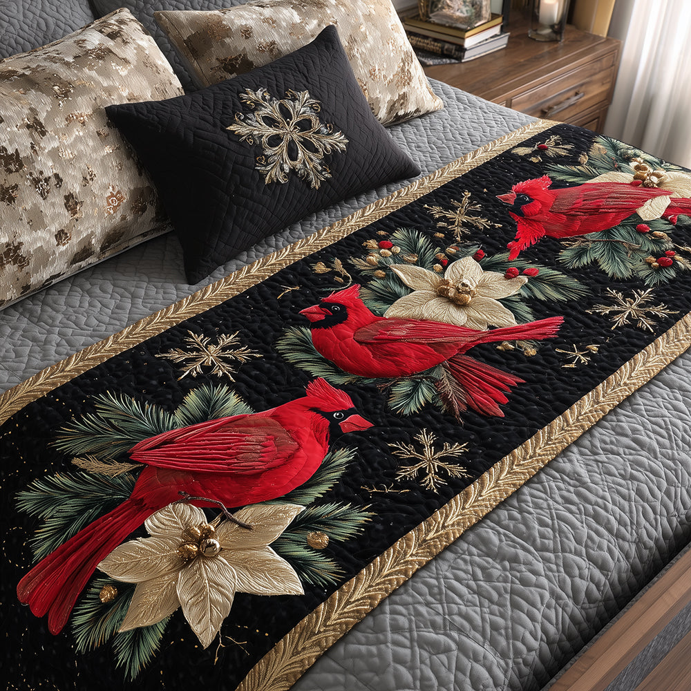 Midnight Cardinals Quilted Bed Runner NCU0TH3742