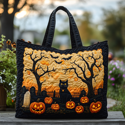 Midnight Cat Quilted Tote Bag NCU0DK9707