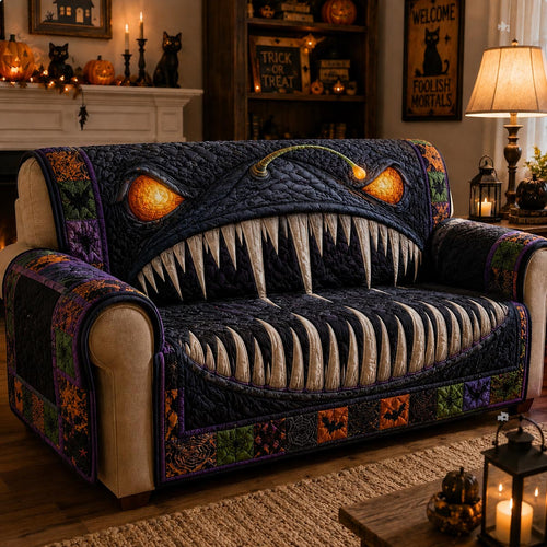 Midnight Chomper Quilted Sofa Cover NCU0DV9783