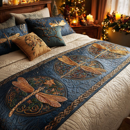 Midnight Dragonfly Quilted Bed Runner NCU0TV1233