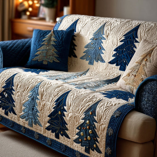 Midnight Evergreen Quilted Sofa Cover NCU0TV695