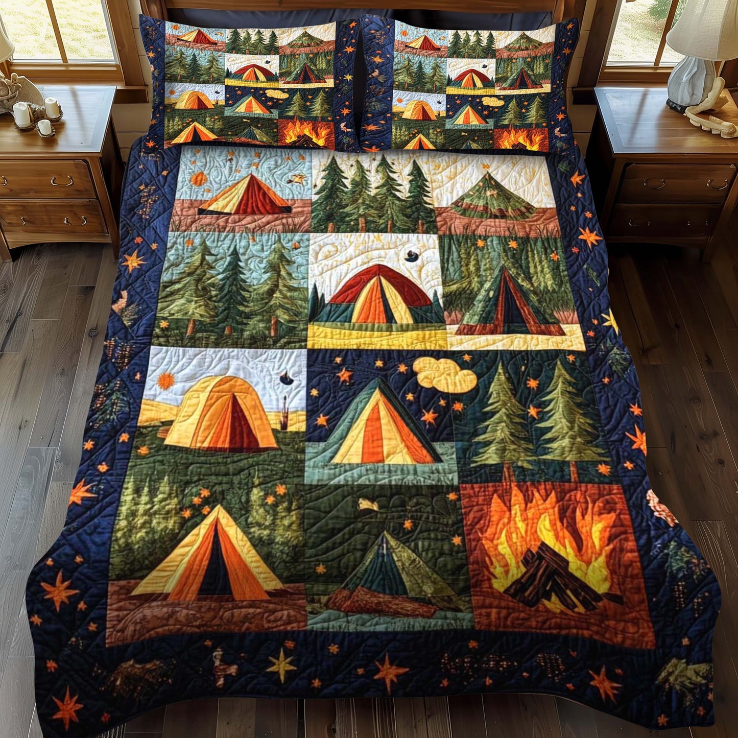 Midnight Fire 3-Piece Quilted Bedding Set NCU0NT633