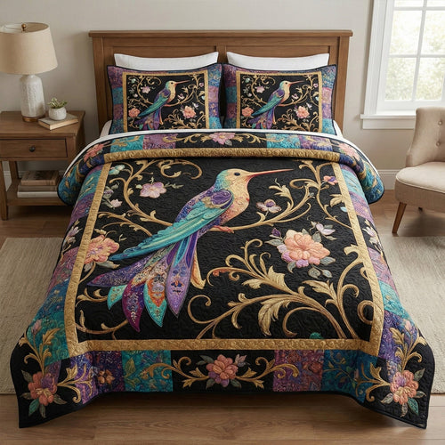 Midnight Floral 3-Piece Quilted Bedding Set NCU0NT12327